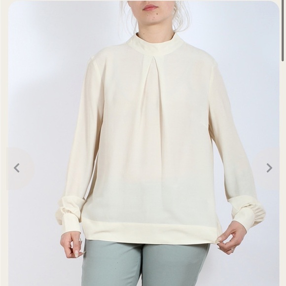 Just Female Catlin Blouse Mock Neck Button Back Size Small - Picture 1 of 10